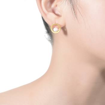 Freshwater Pearl Stud Earrings In 14K Gold Over Sterling Silver