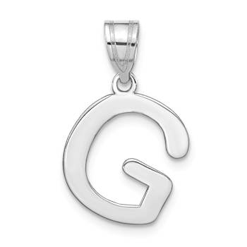 Rhodium Over 14k White Gold Polished Bubble Letter G Initial Pendant