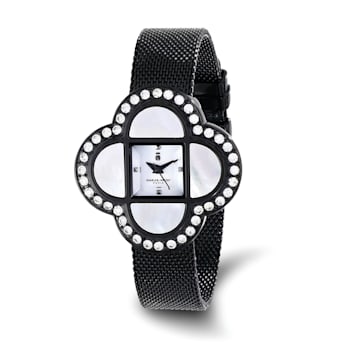 Charles Hubert Ladies Black IP Plated Stainless 36x36mm Watch
