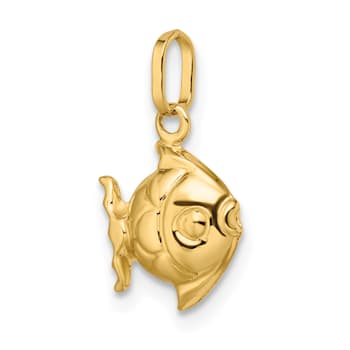 14K Yellow Gold Polished 3-D Fish Pendant