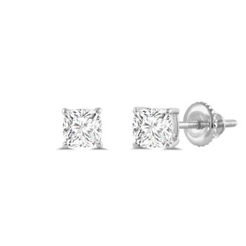 White Cubic Zirconia 14k White Gold Studs With Velvet Gift Box 1.00ctw