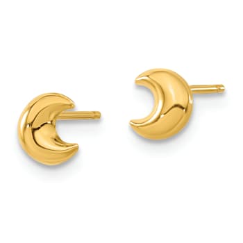 14k Yellow Gold Children's Moon Stud Earrings