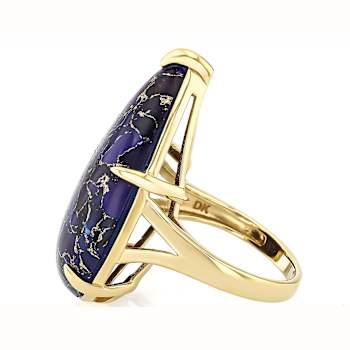 Purple Turquoise Large Oval Solitaire Ring In 18K Gold Over Sterling
Silver 30x20mm
