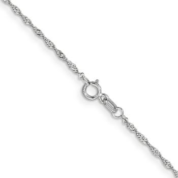Rhodium Over 14k White Gold 1.1mm Solid Singapore 14 Inch Chain