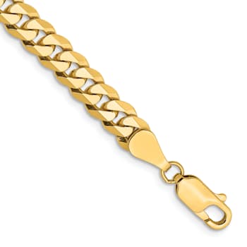 14k Yellow Gold 5.75mm Flat Beveled Curb Link Bracelet