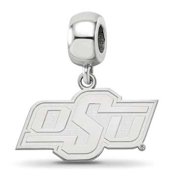 Sterling Silver Rhodium-plated LogoArt Oklahoma State University Small
Dangle Bead