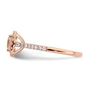 14K Rose Gold Morganite Diamond Halo Engagement Ring 1.09ctw