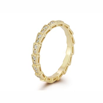 Sterling Statements 14K Yellow Gold Over Sterling Silver CZ Serpent
Scale Band Ring