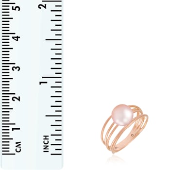 7-7.5mm Pink Cultured Freshwater Pearl 14K Rose Gold Ring