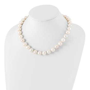 Rhodium Over Sterling Silver 12-13mm White Freshwater Cultured Pearl Necklace