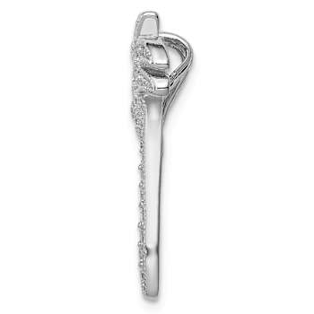 Rhodium Over Sterling Silver Cubic Zirconia Palm Tree Chain Slide
