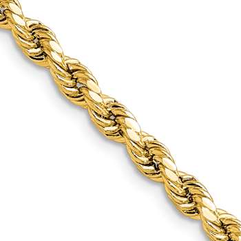 14k Yellow Gold 4mm Diamond-Cut Rope 24 Inch Chain