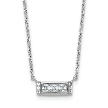 Rhodium Over Sterling Silver Polished Fancy Cubic Zirconia Bar Necklace