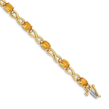 14k Two-tone Gold 7x5mm Oval Citrine Bracelet