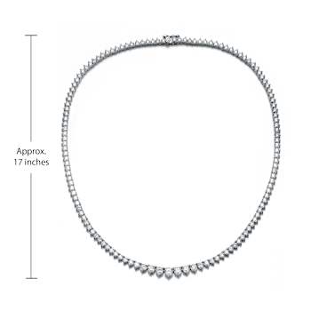 Graduated CZ Tennis Necklace In White Rhodium Over Brass