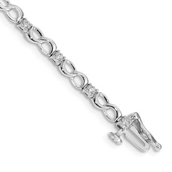 Rhodium Over 14k White Gold Diamond Figure 8 Link Bracelet