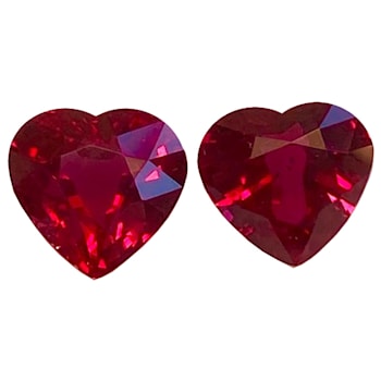 Ruby 6.7x7mm Heart Shape Matched Pair 2.88ctw