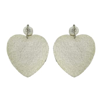 Off Park® Collection, White Seed Bead Heart Shape Earring