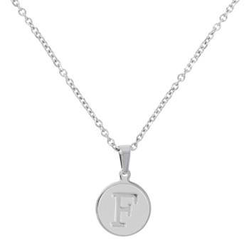 Initial F Charm Pendant Necklace In Silver-Tone