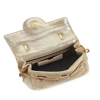 Balmain B-Buzz 23 Metallic Gold Tote Crossbody Shoulder Bag Calf Leather