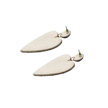 Off Park® Collection, White Seed Beaded Heart Drop Earring.