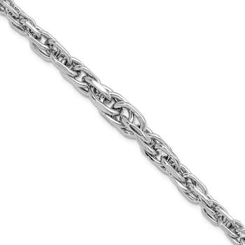 Rhodium Over Sterling Silver Polished Graduated Link Bracelet
