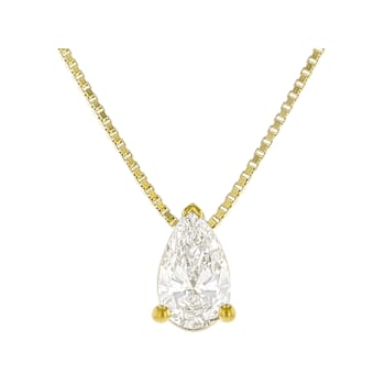 Pear Shape Lab-Grown Diamond Slide Pendant In 14K Gold Over Sterling
Silver 0.50ctw
