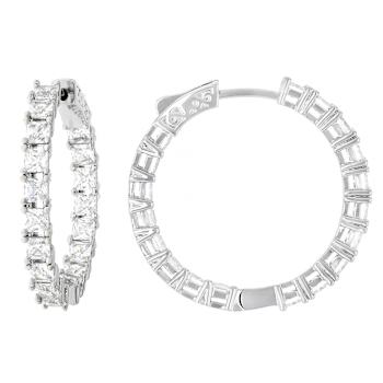 Princess Cut CZ Tennis Bracelet And Inside-Out Hoop Earring Set