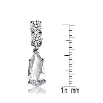 CZ Teardrop Drop Earrings In Sterling Silver