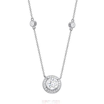 CZ Solitaire Pendant In Sterling Silver