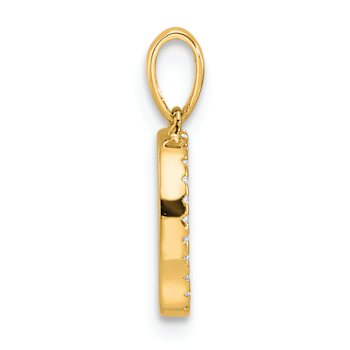 14k Yellow Gold Diamond Letter D Initial Pendant