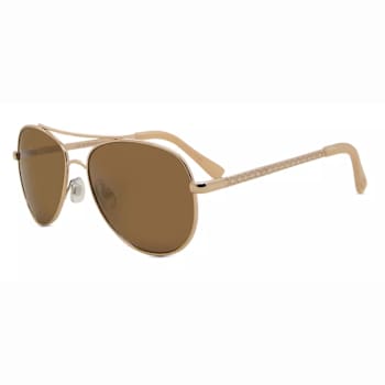 OSCAR by Oscar de la Renta Gold Tone Aviator Frame / Brown Lenses Sunglasses
