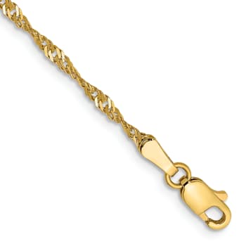 14K Yellow Gold 1.70mm Singapore Chain Bracelet