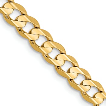 14k Yellow Gold 4.5mm Solid Open Concave Curb 18 Inch Chain