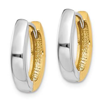 14k Yellow Gold and 14k White Gold 7/16" Round Hinged Hoop Earrings