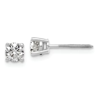 Rhodium Over 14K White Gold 1/2ct. 4.0mm Round G H I True Light
Moissanite Screwback Earrings