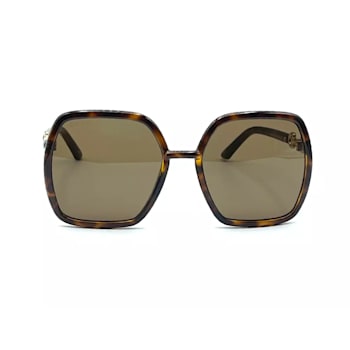 Gucci Brown Tortoise Square Frame / Brown Lens Sunglasses