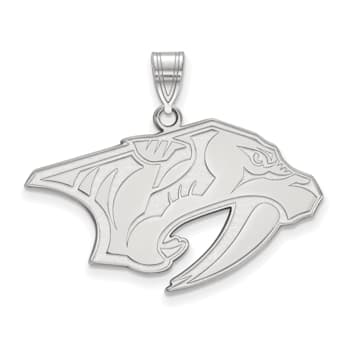 Rhodium Over Sterling Silver  NHL LogoArt Nashville Predators Large Pendant
