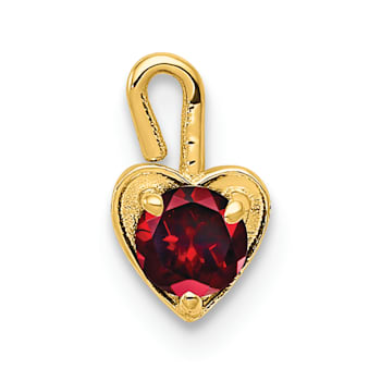 14K Yellow Gold Garnet Simulant Birthstone Heart Charm
