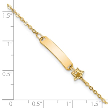 14K Yellow Gold Polished ID with Star Childrens Bracelet