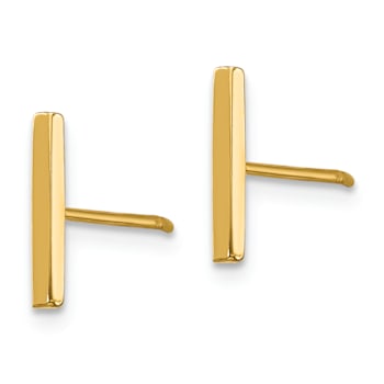 14k Yellow Gold Bar and 3mm Ball Stud Earrings Set