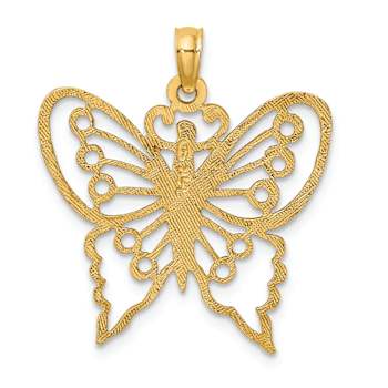 10K Yellow Gold Textured Cut-Out Butterfly Charm