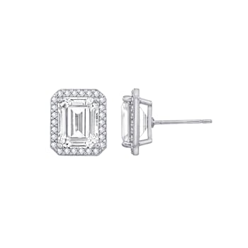 White Cubic Zirconia Platinum Over Sterling Silver Earrings 8.52ctw