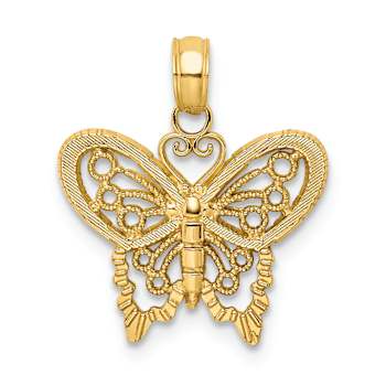 10K Yellow Gold Diamond-Cut and Textured Butterfly Charm