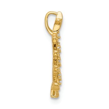 14k Yellow Gold Polished Cubic Zirconia Christmas Tree Chain Slide Pendant
