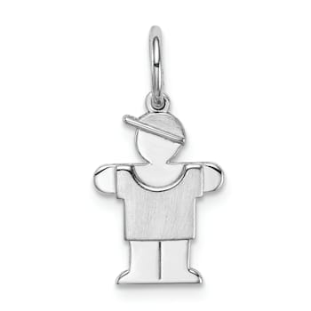 Rhodium Over 14k White Gold Satin Mini Boy Hugs Charm