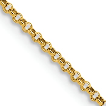 14K Yellow Gold 1.55mm Rolo Pendant Chain Necklace