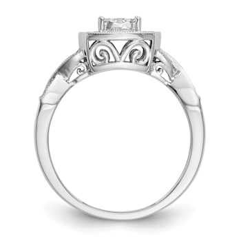 Rhodium Over 14K White Gold Lab Grown Diamond Cluster Engagement Ring 0.39ctw
