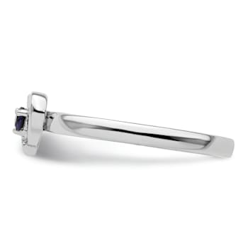 Sterling Silver Stackable Expressions Lab Created Sapphire Heart Ring 0.08ctw