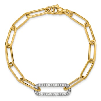 14K Yellow Gold with White Rhodium Diamond Paper Clip Link 7.5-inch
Bracelet 0.33ctw